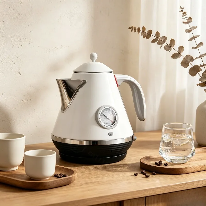 Light Luxury Retro Electric Kettle With Temperature Display Household Water Heating Electrical Appliance