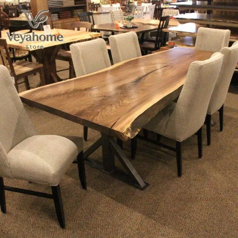 Solid Walnut Wood Slab Dining Table Large Live Edge Wood Slab for Restaurant Use Natural Wood with Conference Features