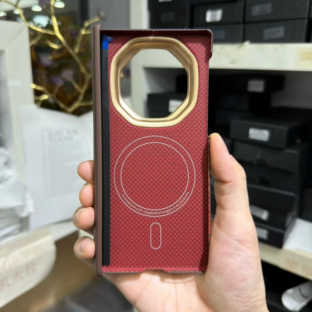 

Slim Real Aramid Carbon Fiber Wireless Charging Case For Huawei Mate XT XTS Matte Hinge Cover