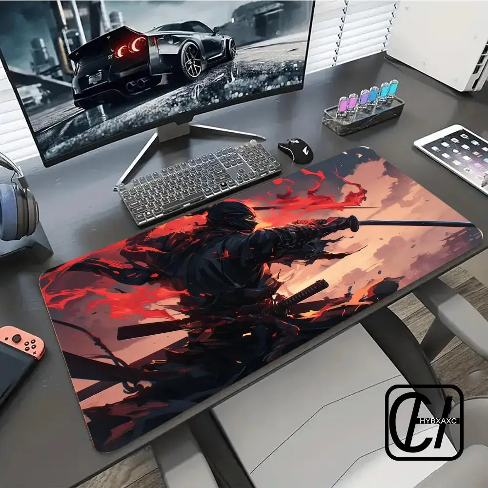 

Mouse Pad Gamer Black And Red Samurai printon demand HD Computer Custom Mousepad XXL MousePads Office Compute HYBXXC
