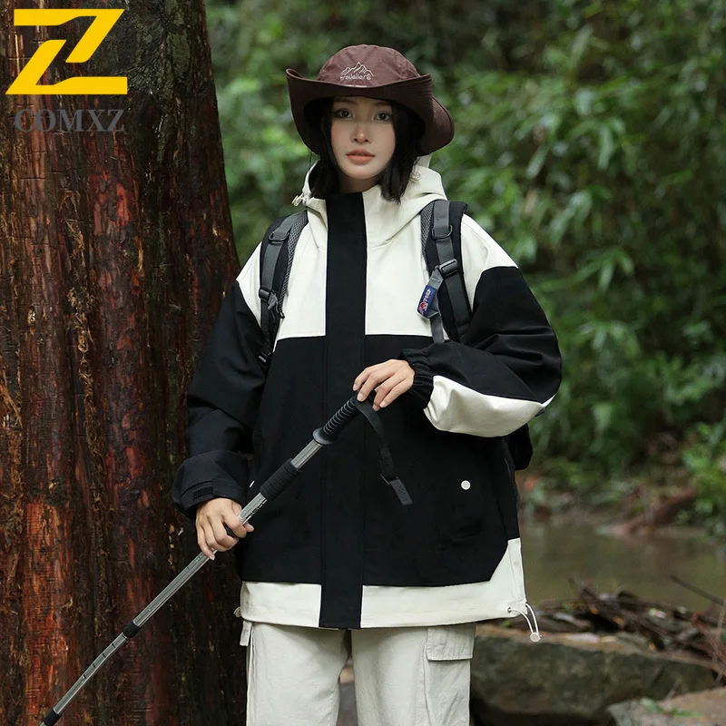 

Men Charge Jacket Spring Autumn New Color Contrasting Windproof Waterproof Breathable Hooded Jacket Outdoor Camping Travel Coat