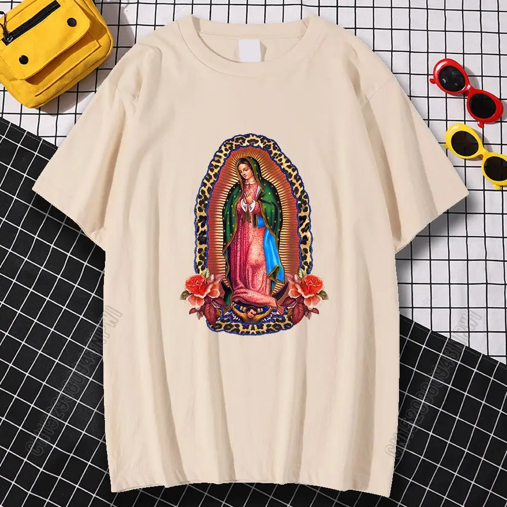 Man Woman T-Shirts Virgin Mary Of Guadalupe Cotton Oversized Tops Hip Hop Loose Streetwear Tee Harajuku Vintage Summer T Shirts