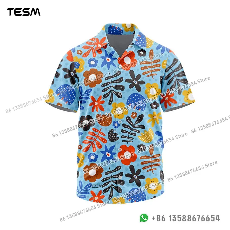 

TESM Summer Parent Child Shirts Summer Beach Matching Clothes Short Sleeves Colorful Floral 3D Print Dad Son Shirts Mom Daught