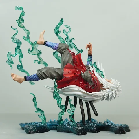 25cm Jiraiya Falls Into The Sea Anime Figure Pain Arc Jiraiya Death Scene Collectible Ninja Statue Model Toy Desktop Decor Gift