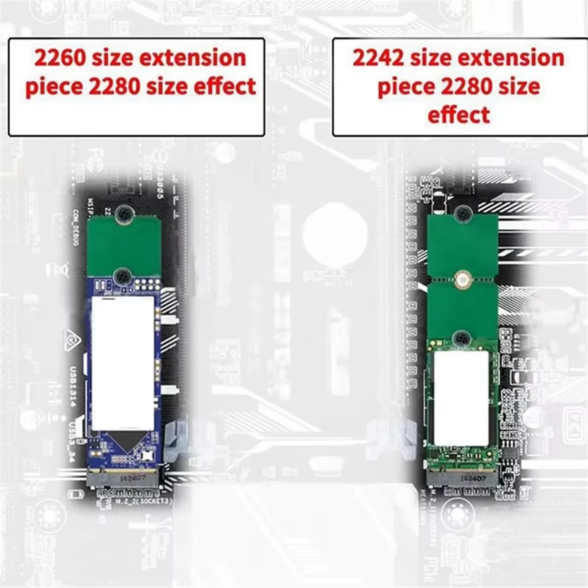 ABQR M.2 NGFF SSD Solid State Drive 2230 2242 2260 to 2280 Extension Bracket Transfer Card Adapter Board Convert Card B