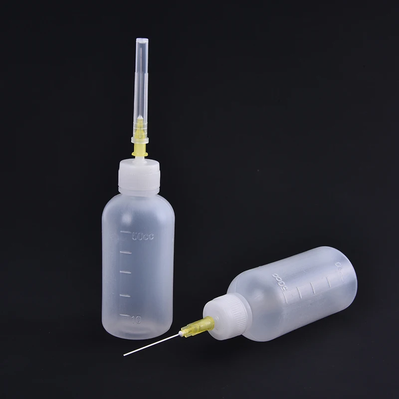 New Sale 3pcs 50ml Transparent Polyethylene Needle Dispenser Dispensing Bottle For Rosin Solder Flux Paste + 3 Needles Tools