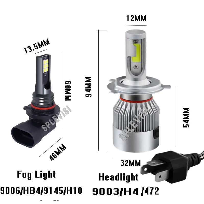 4Pc HID White Hi Low Beam Fog Headlight Bulb Kit Car Auto Light For Toyota Hilux MK7 2005-2015 2006 2007 2008 2009 2010 2011