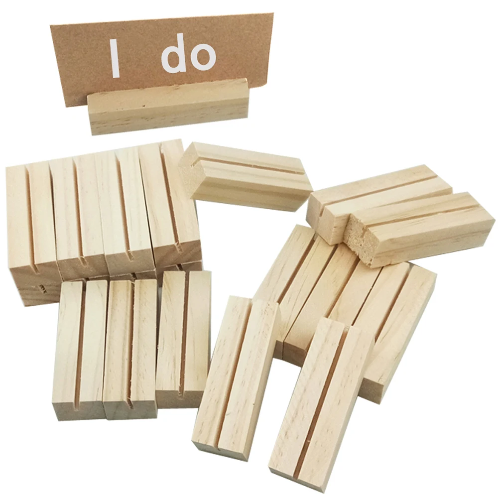 20pcs Wooden Photo Stand Business Card Holder Picture Holder Handmade Memo Holder For Office Wedding Meeting