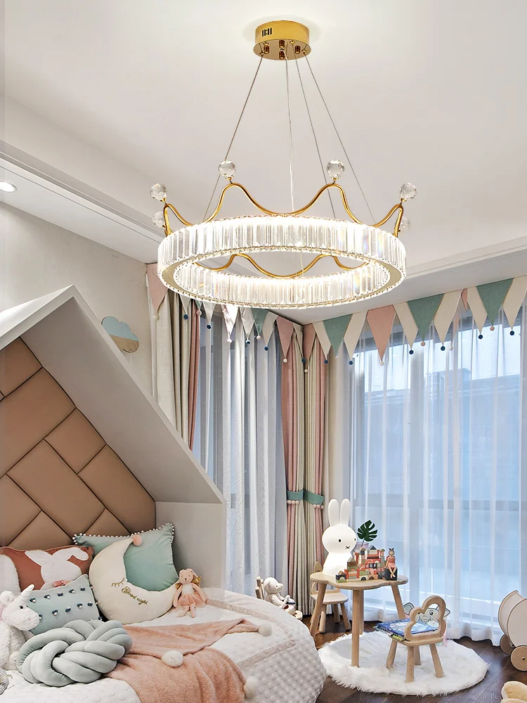 Modern Crystal Chandelier Nordic Led Creative Luxury Design Round Crown Petal Pendent Lamp