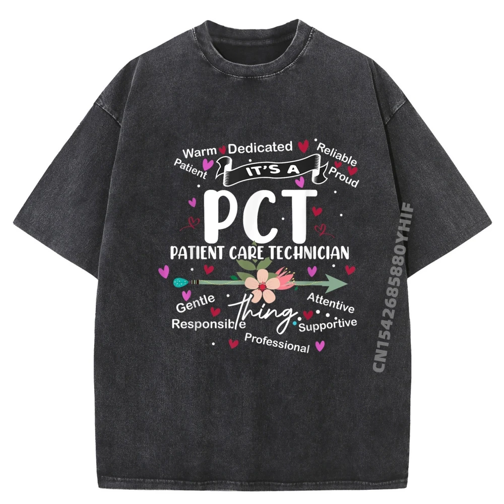 

Мужская футболка с принтом, техник по уходу за пациентом, команда Pct Squad, футболки с рисунком медсестры на неделю, мужские потертые футболки в стиле ретро