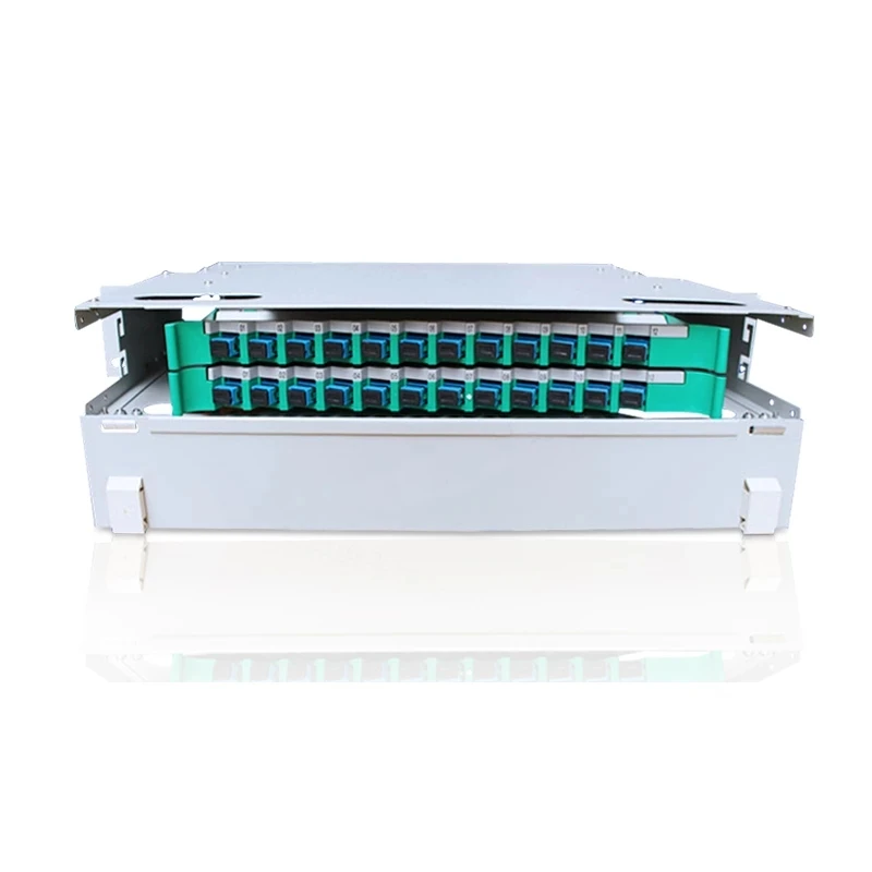 Optical Fiber Distribution Frame, Fiber Patch Panel, Rack Mounted, SC Pull Type, FTTH, ODF Port, 19 Inch, 24 Core