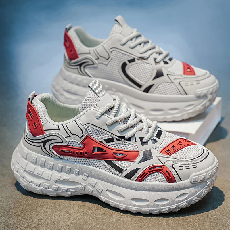 Chunky sneakers four seasons new breathable mesh outdoor racing running shoes fashion students soft sole light speed sprots shoe