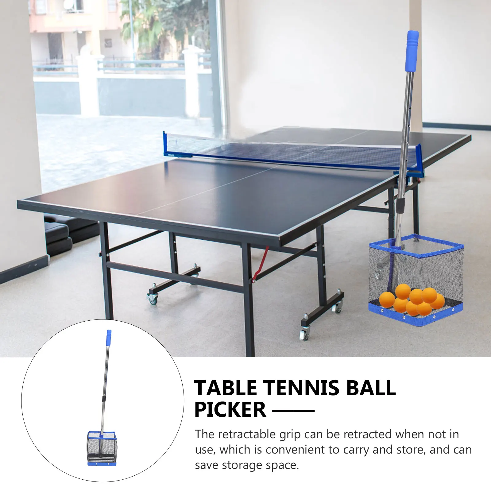 

Telescopic Handle Table Tennis Ball Picker Retriever Durable Nylon Portable Pingpong Collector With Adjustable Rod