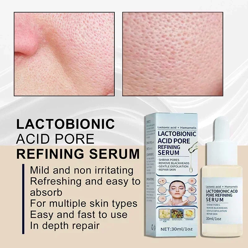 Lactobionic Acid Pore Shrink Serum Hyaluronic Face Moisturizing Nourish Smooth Pores Repair Essence Firm Korean Cosmetics