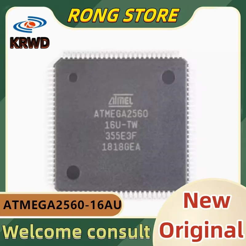 2PCS 16AU-TW New and Original Chip IC ATMEGA2560-16AU ATMEGA2560 TQFP-100 8-bit microcontroller 256K flash memory 5V