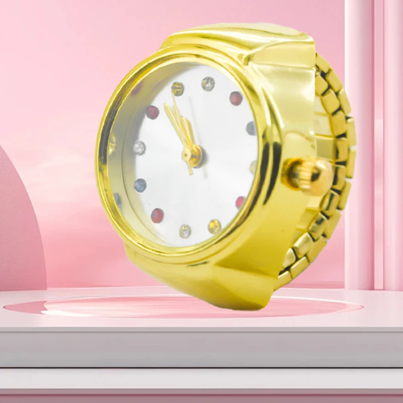 

Новые горячие продажи, креативные часы с кольцами с бриллиантами и корпусами из сплава, круглые циферблаты на палец для пар и мужчин