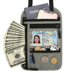 Multi-functional Neck-worn Passport Bag With RFID Crossbody Shoulder Storage Travel Document Protection Cover