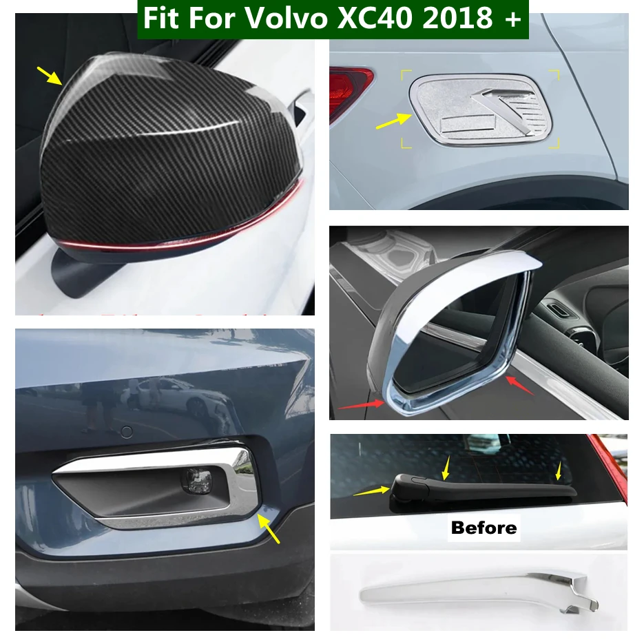 

Rearview Mirror Rain Eyebrow Front Bumper Fog Light Lamp Oil Gas Tank Cover Trim Fit For VOLVO XC40 2018 - 2024 Car Accessories