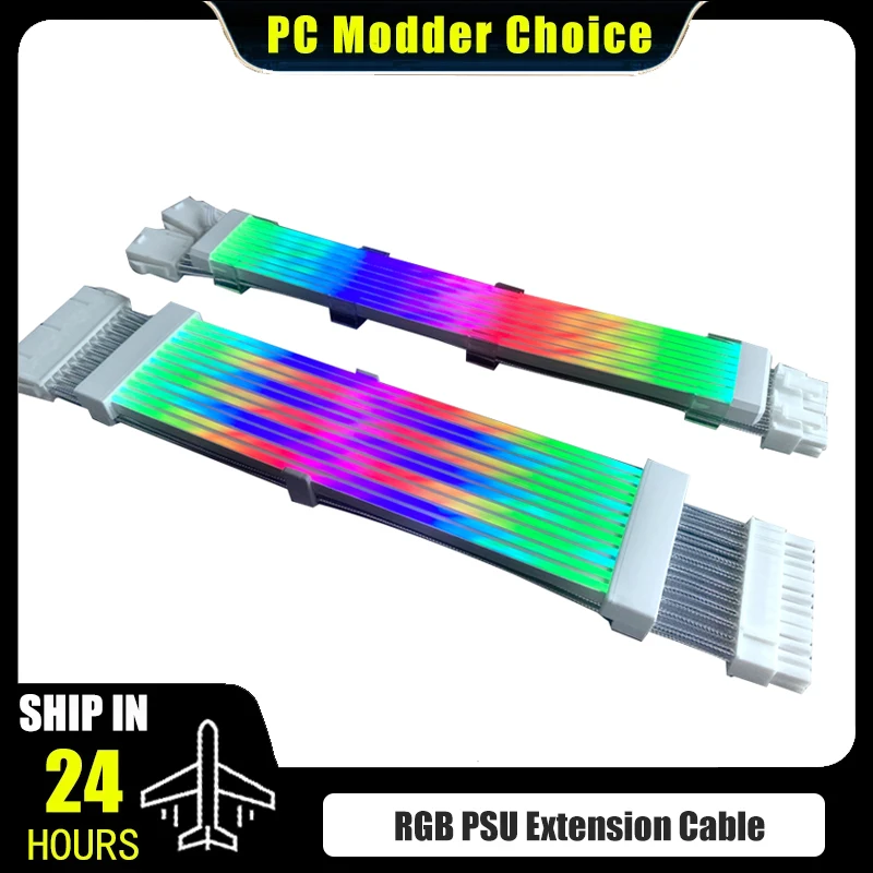 PSU Extension Cable RGB Strimer Plus Not Lian Li ATX 24Pin PCI-E 8Pin Soft Silicone Bendable 5V ARGB LED Flow