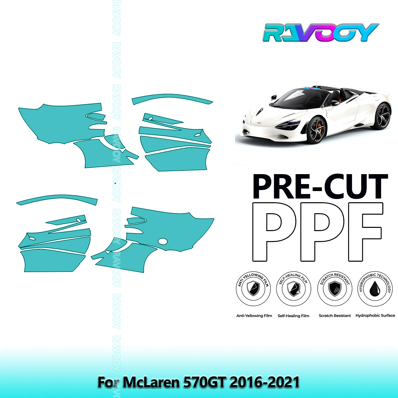 

For McLaren 570GT 2016-2021 8.5mil Clear Matte Pre-Cut PPF Door & A/B Pillar Kit TPU Paint Protection Film Set