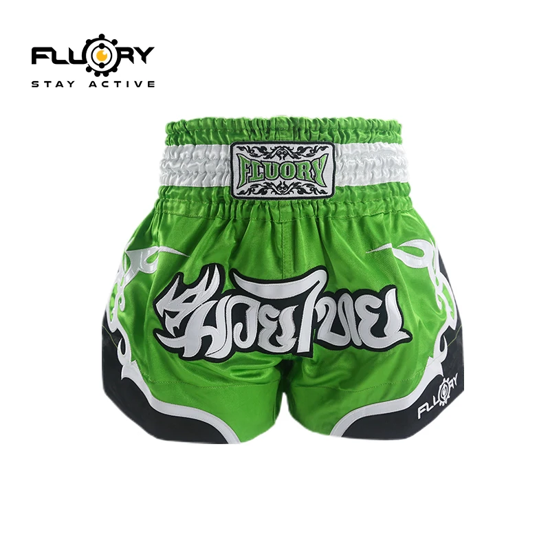 Fluory タイボクシングショート男性女性子供フェアテックスショーツ MMA ショーツボクシングパンツショーツ刺繍 MMA ショーツ