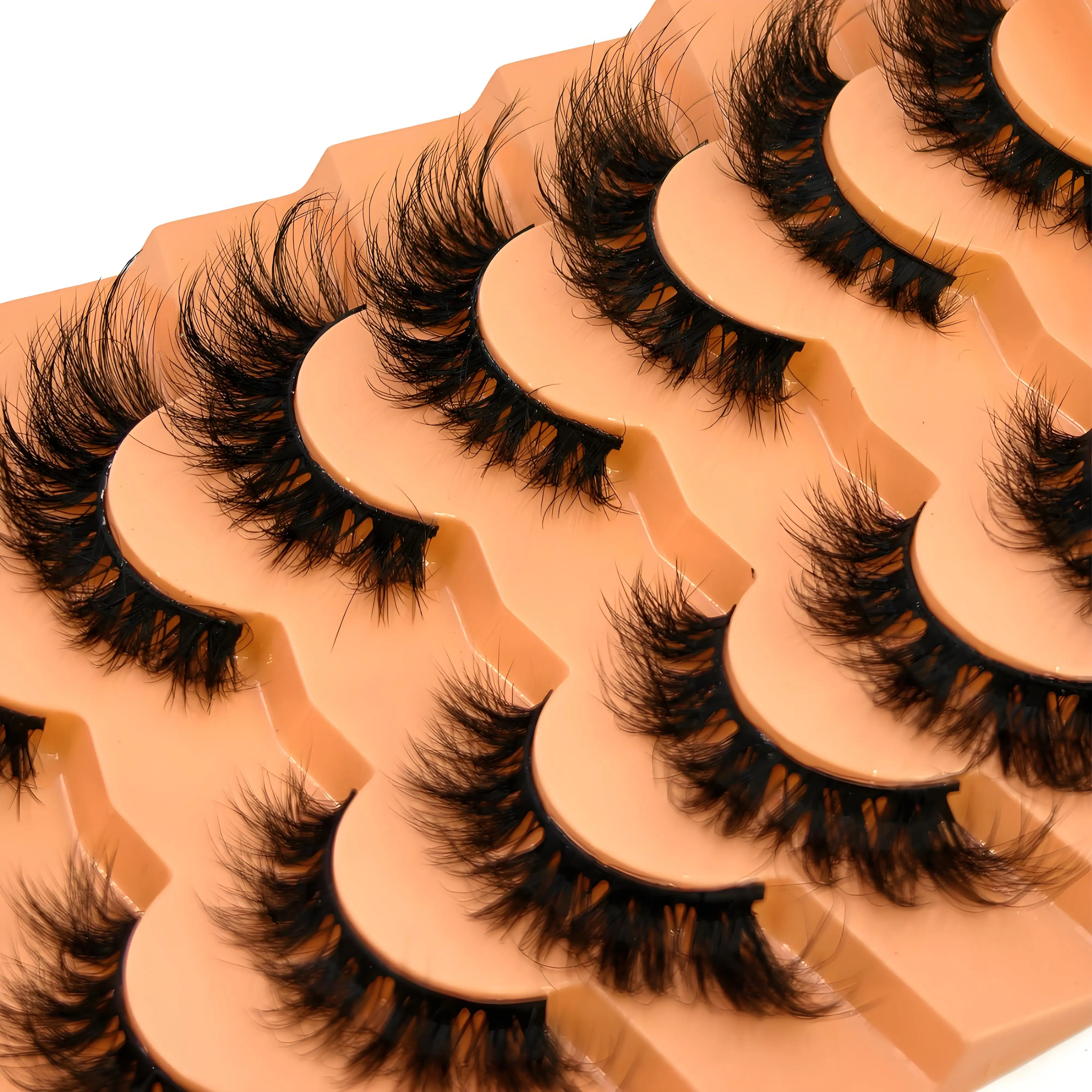 新しい 7 ペアクラシックハイブリッドボリュームまつげ新着うっすら D カールショートロシアストリップまつげメイクアップつけまつげ