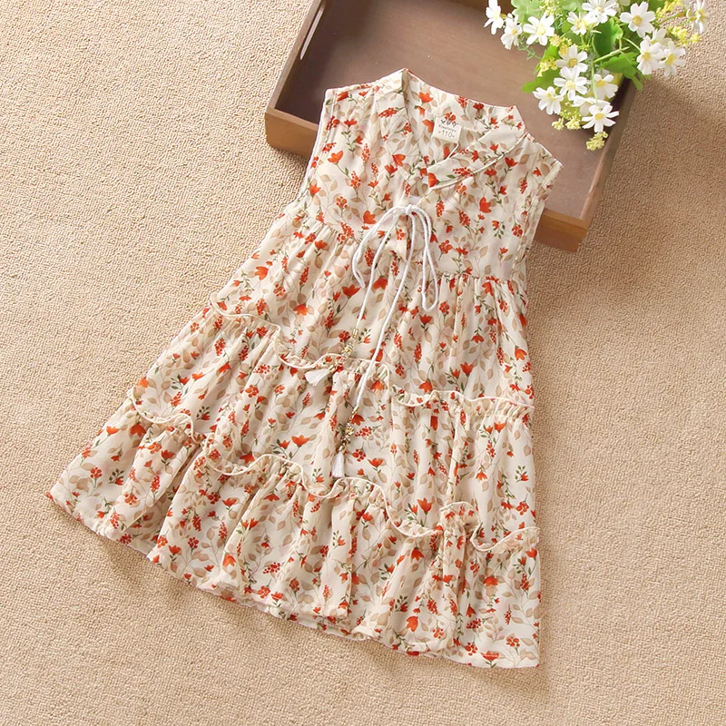 

Children's summer Dresses girl dress chiffon thin floral vest skirt little girl sleeveless cake dress toddler baby clothes