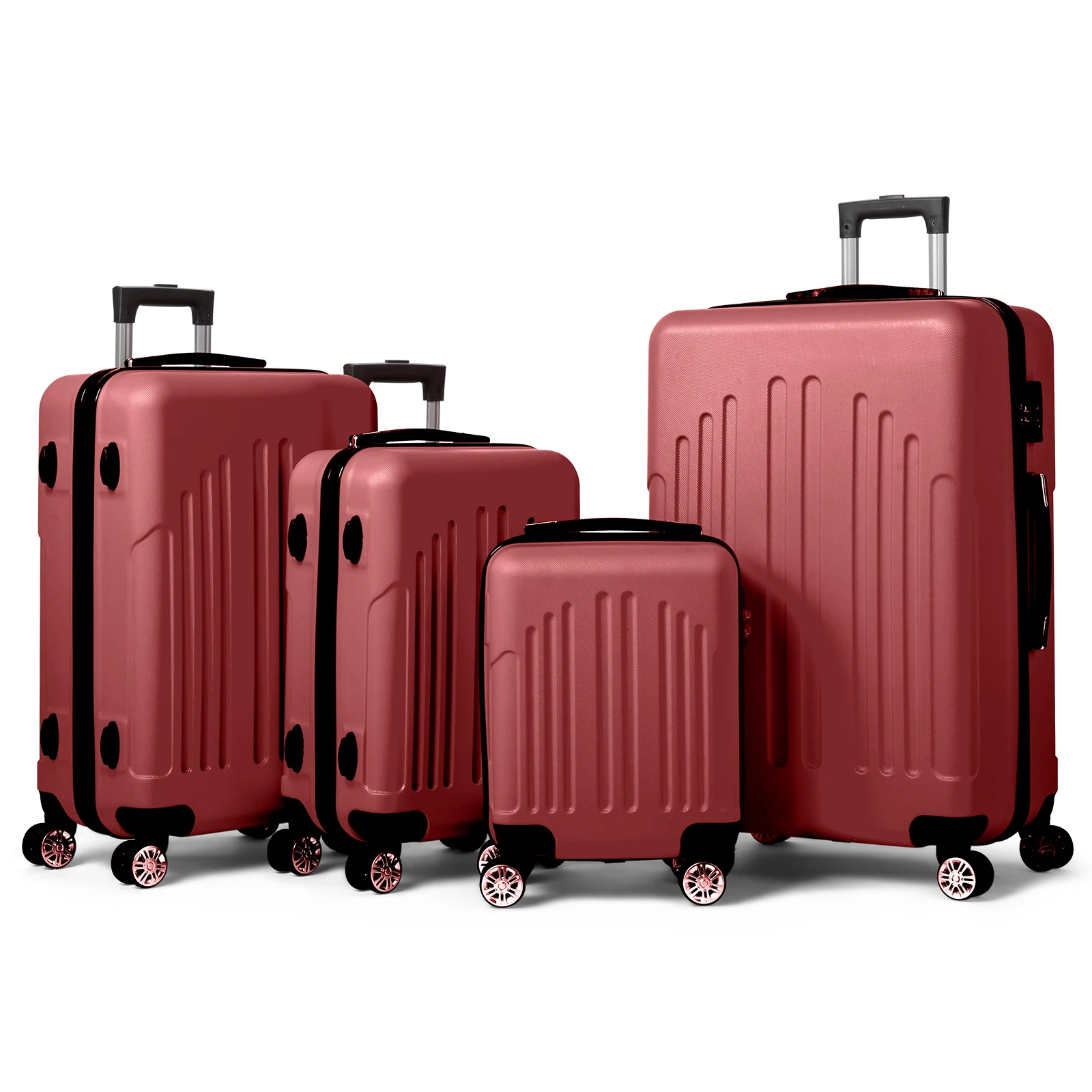 Curved Vertical Stripe 4-in-1 Trolley Case - Retro Red