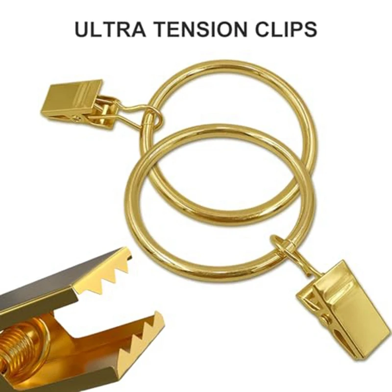 

40 шт. Кольца для штор с зажимами, кольца-крючки, диаметр 1,5 дюйма подходят для стержня до 1,2 дюйма, скребковые кольца Gold-A27R