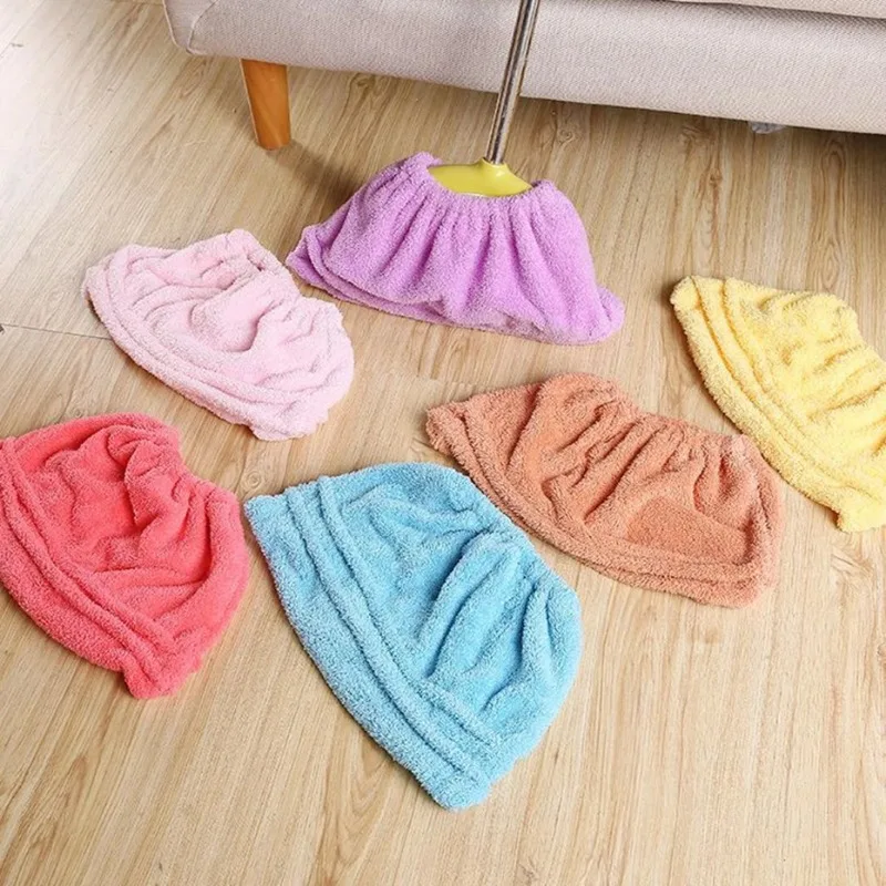 Multi Function Coral Velvet Broom Cover Cloth Floor Mop with Reusable Microfiber Absorbent Mop Household Cleaning Accessories