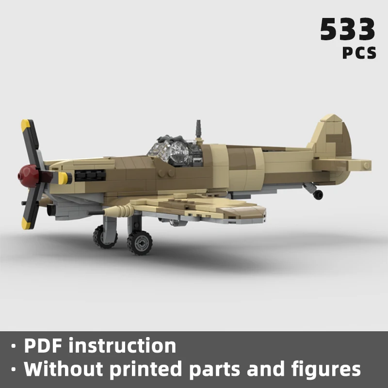 supermarine spitfire low wing fire breather shrew bricks british fighter aircraft blocks royal allied  WW2 WWII jet airplane moc