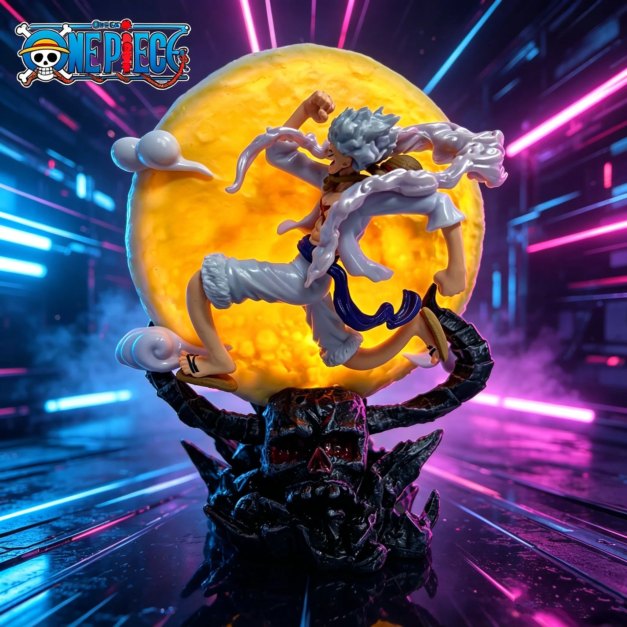 

12cm One Piece Anime Figure Moon Fairy Nika Monkey D Luffy Gear 5 With Moon Light Action Figure Statue Model Collection Toys