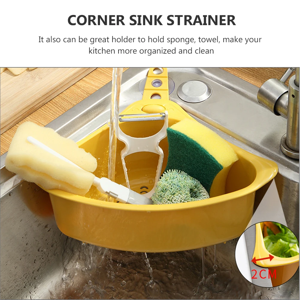 

Sink Strainer Basket Triangular Corner Rack Strong Suction Cup Kitchen Sink Draining Storage Organizer Holder Sponge Towel Rack