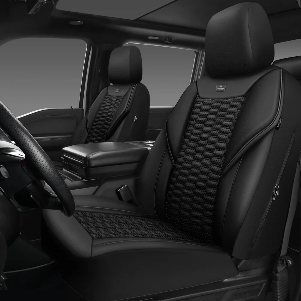 

3D Foam PU Leather Car Seat Covers, Black Universal Fit for SUVs Trucks Vans Sedan, Armrest Airbag Compatible