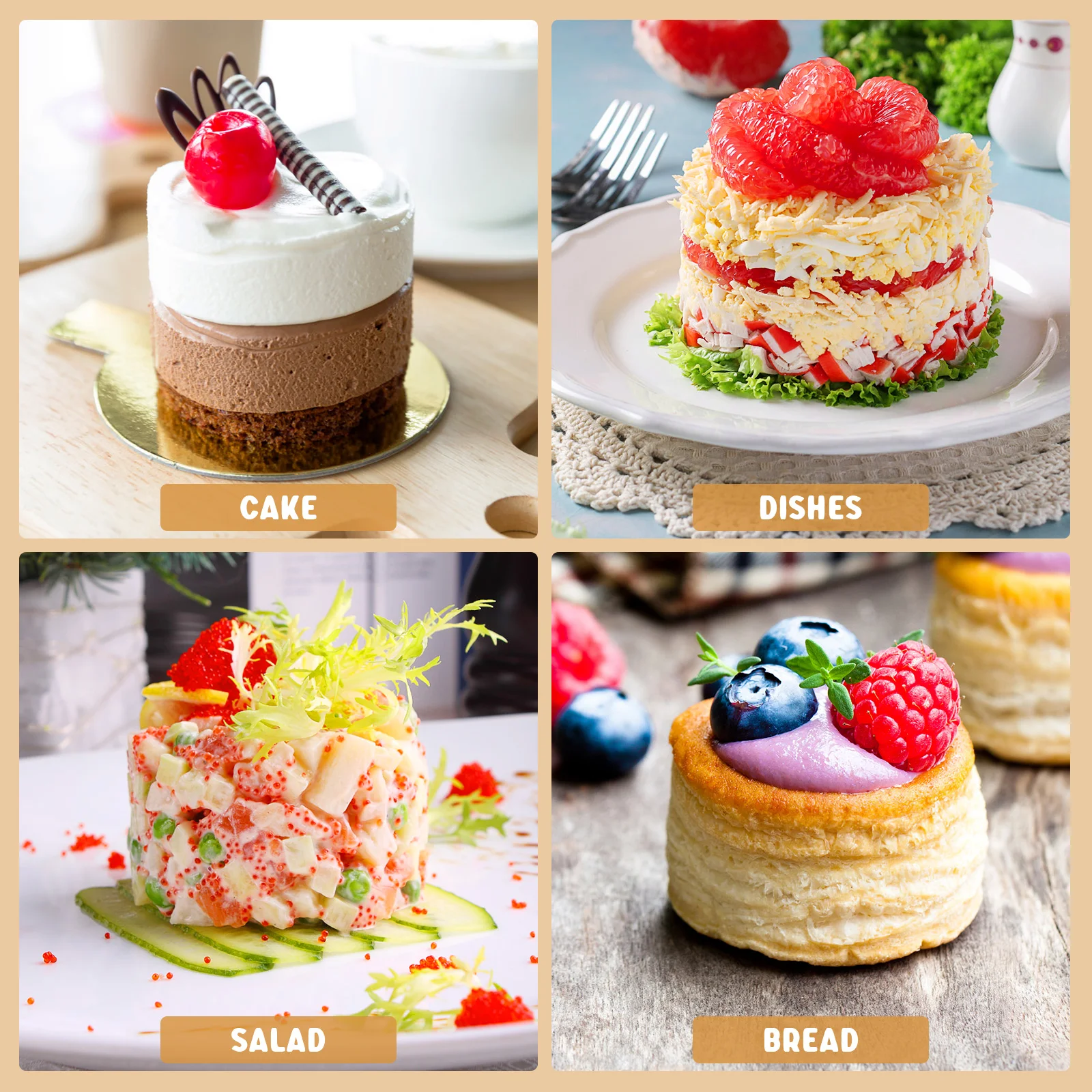 

8Pcs Cake Molds Stainless Steel Mini Baking Rings Non Stick for Cheesecake Mousse Tarts Sushi Sandwiches Baking Ring Set