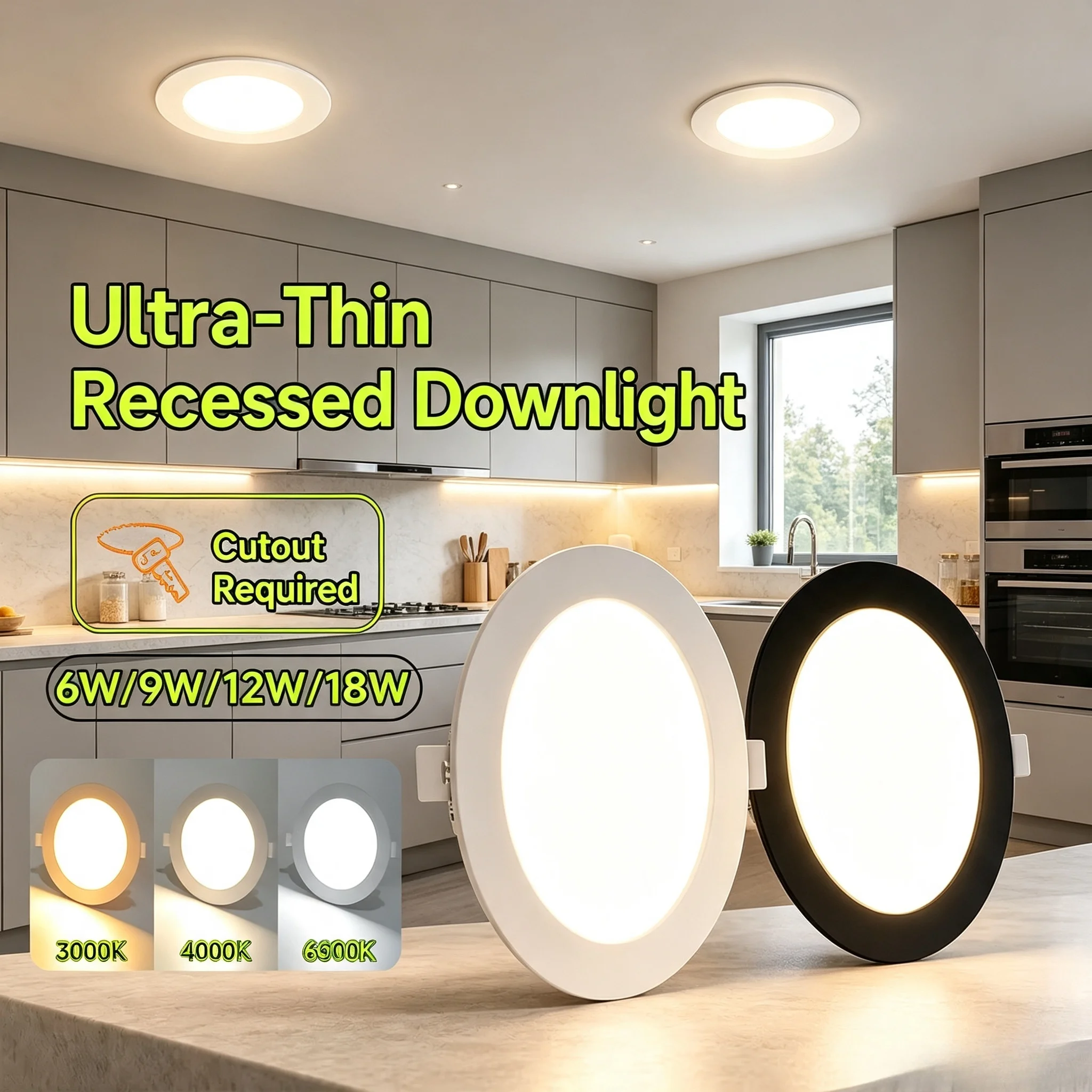LED Recessed Downlight Ultra-ThinCutout Required 3000K 4000K 6500K for Corridor Living Room Hallway LED Ceiling Spot Light 220V