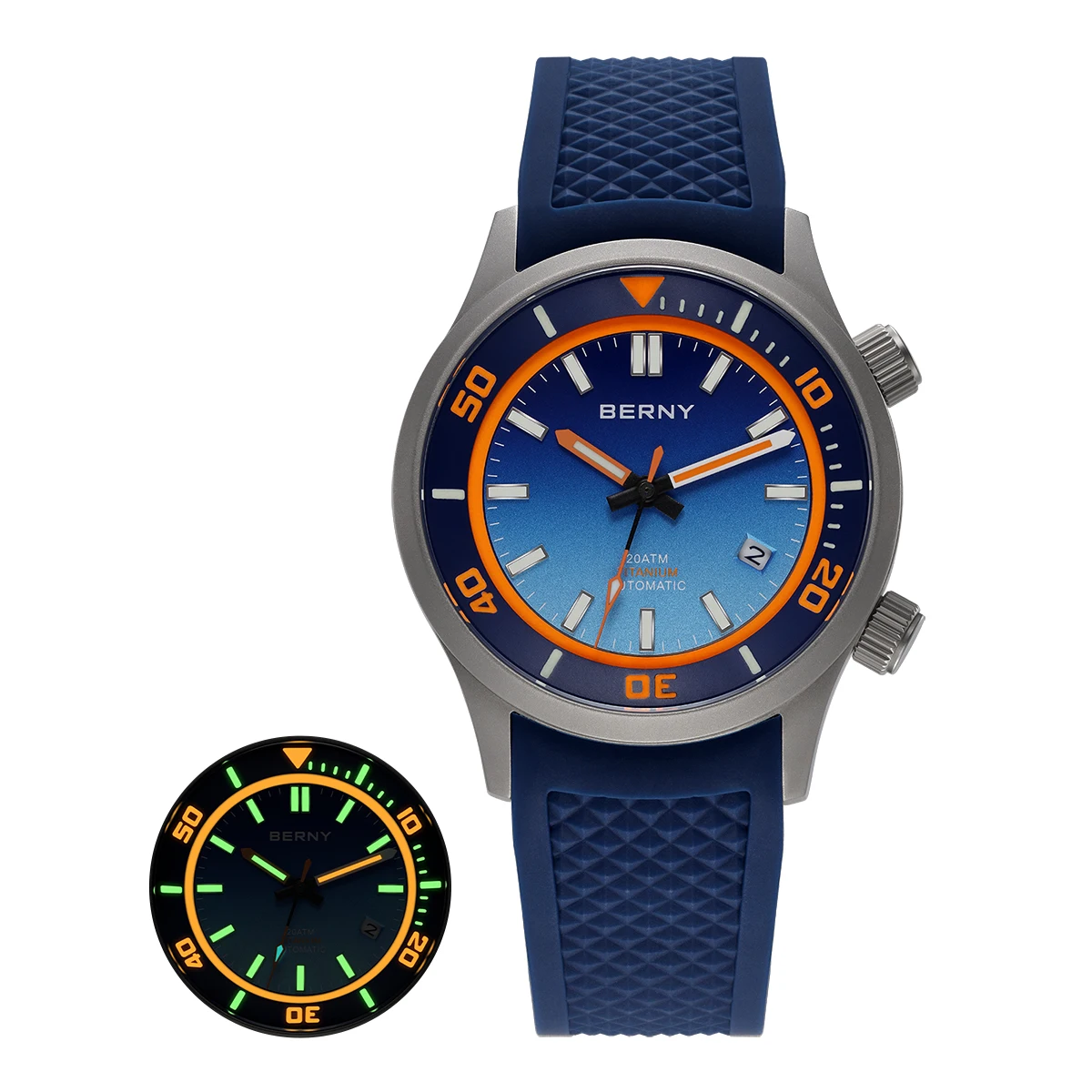 BERNY 20 ATM Titan-Automatik-Taucheruhr für Herren, Supper Luminous Sappire AR-beschichtet, Miyota 8215, mechanische Tauch-Herrenuhren 10