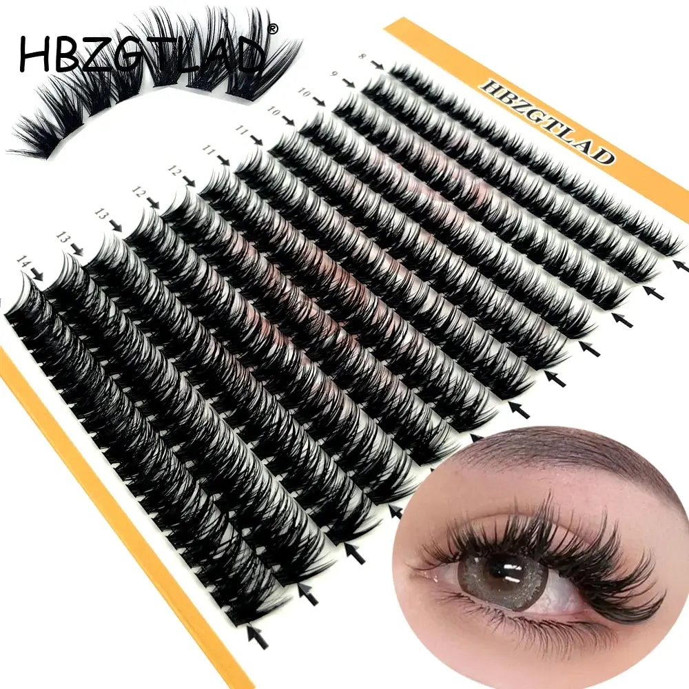 HBZGTLAD 12 righe fai da te ciglia a grappolo 66D 88D estensione ciglia finte 240 fasci/linea seta visone Cilios strumento per il trucco