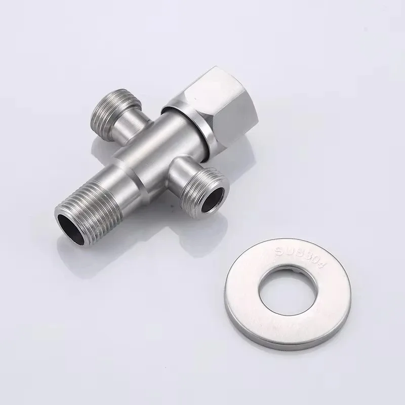 Stainless Steel Bathroom Quick Opening Triangle Valve Faucet Accessories Two-Way Angle Valve G1/2 Thread Water Inlet
