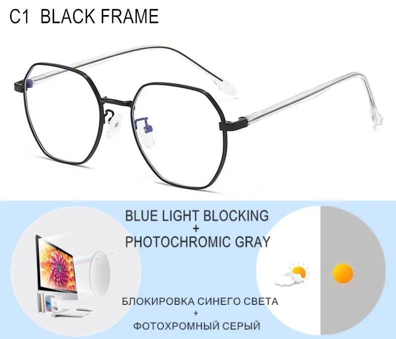 Prescription Custom Myopia Glasses Sphere -0.5 To -10 Men Women Upscale Alloy Polygonal Frame Nearsighted Spectacles F060