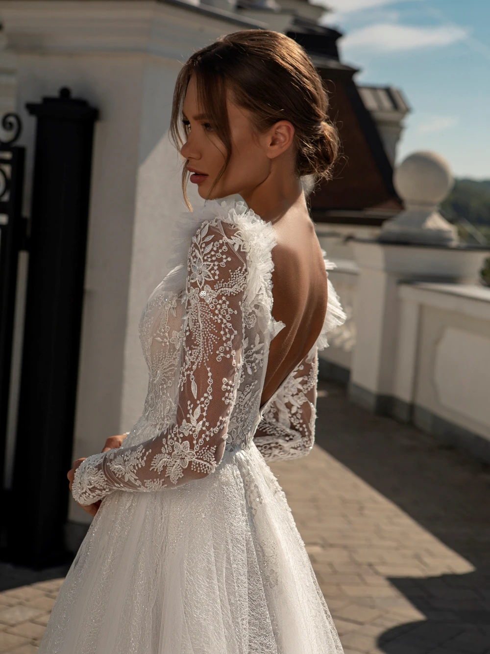 Vestido De novia clásico con Apliques De encaje, brillante, cuentas De lentejuelas, Vintage, línea A, largo, 2024