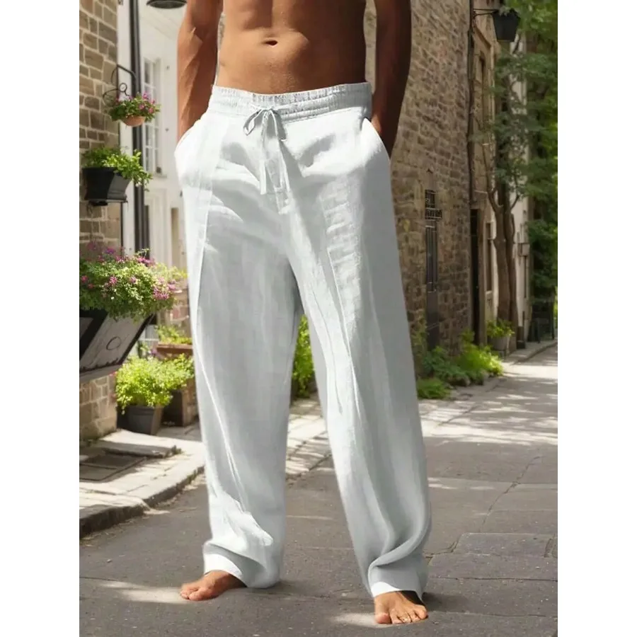 Men's Linen Wide Leg Casual Pants Are Loose Fitting, Breathable And Comfortable, Suitable For All Seasons And Versatile