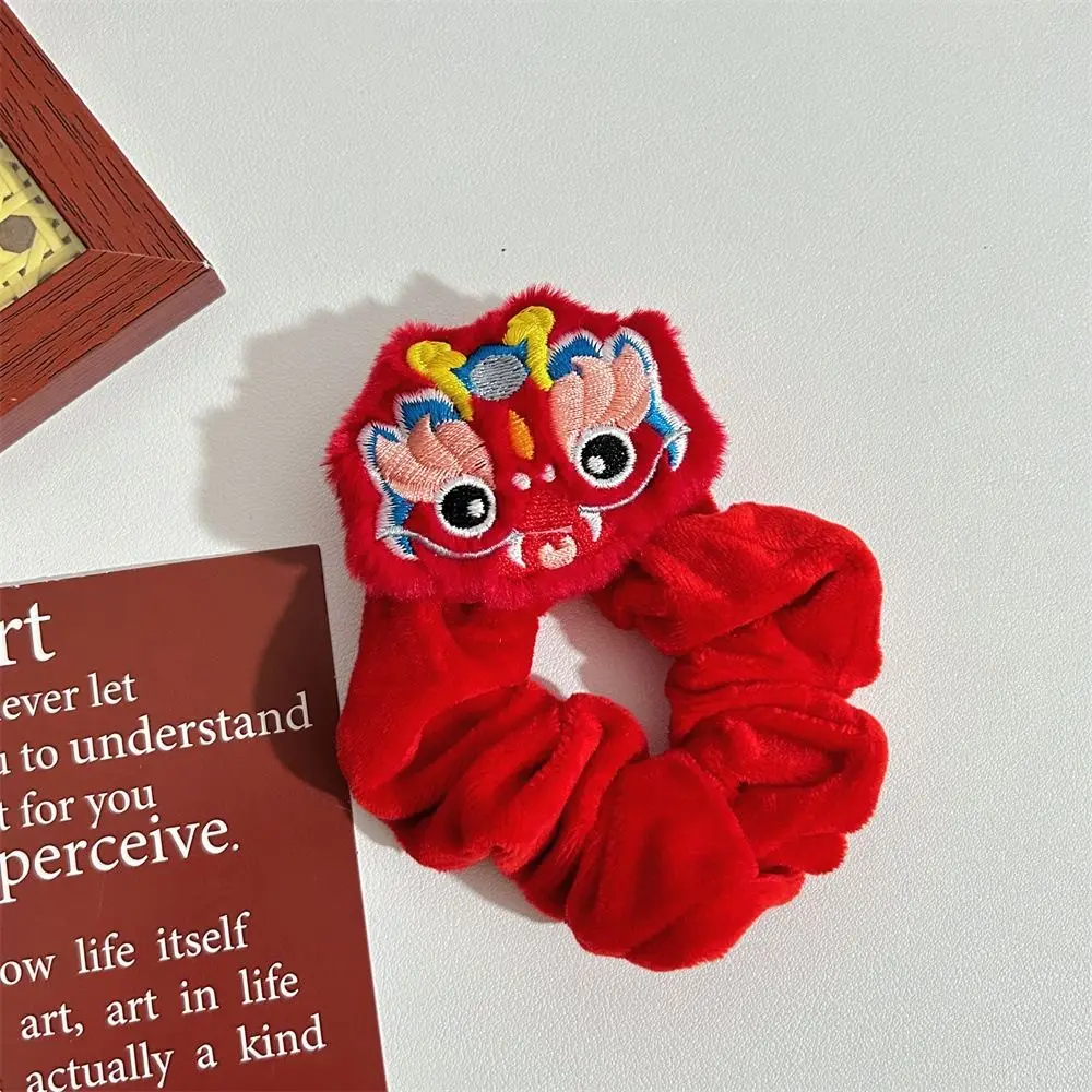 

Lovely Red Hair Rope New Year Elastic Hair Band Plush Awakened Lion New Year Children Headwear Dragon Lion Dance Girls/Women