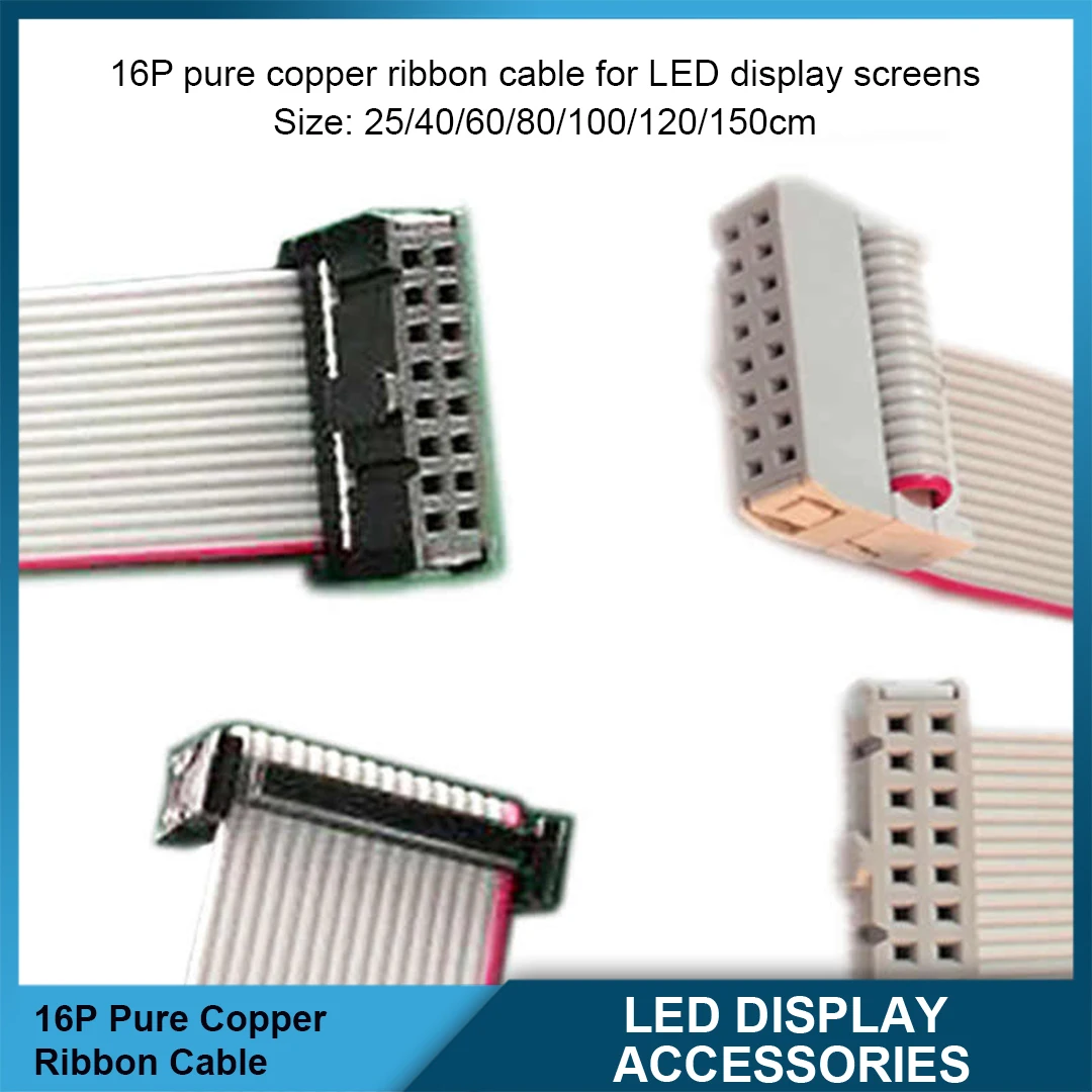 10Pcs 16P Data Signal Connection Wire Single Dual Color LED Full Color Universal Pure Copper Cable For LED Display Screen