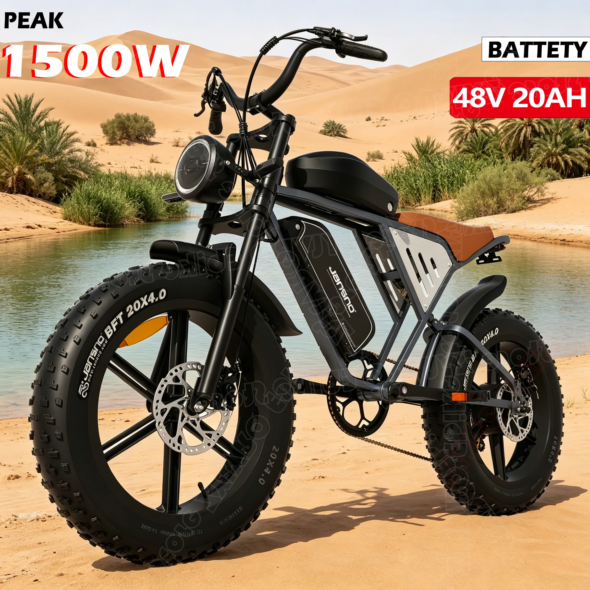 

JANSNO X70 20Inch Fat Tire Electric Bicycle 750W 48V 37AH Dual Battery 30MPH 80km/120km city Commuter Electric Bike for Adults