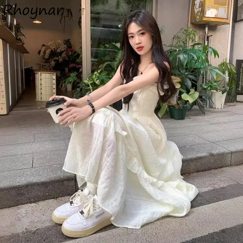 

Solid Sleeveless Dresses Women Summer Flounced Edge Design Stylish Sweet Sexy Fairycore Style Fashion Girlish Slim Cozy Hotsweet