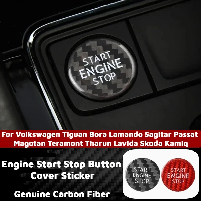 Real Carbon Fiber Engine Start Stop Button Cover Sticker for VW Tiguan Bora Lamando Sagitar Passat Skoda Lavida Tharu 2012-2020