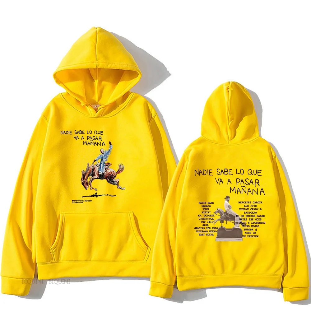 Sudadera con capucha de Bad Bunny RIP para hombres y mujeres, ropa de Hip Hop, Sudadera con capucha de forro polar, álbum Nadie Sabe Lo Que Va Pasar