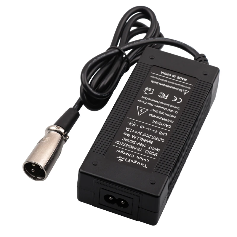 Output 67.2V 1.5A 18650 Li-ion Battery Charger 16Series For 60V Polymer Lithium Battery Charger XLR High Quality Power Adapter