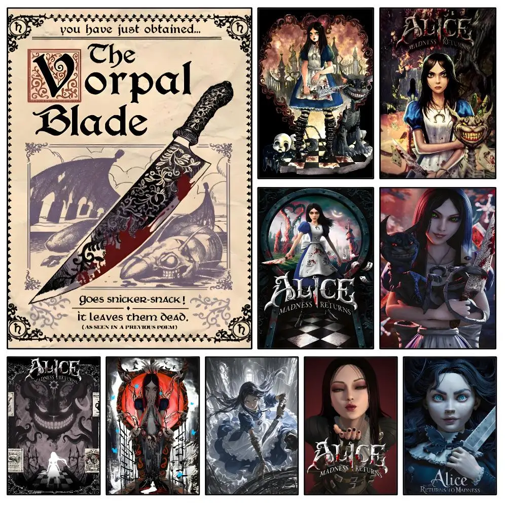 Game Alice Madness Returns Gothic Poster Waterproof HD Modern Peel And Stick Wall Decor Bedroom Living Room Dorm Office
